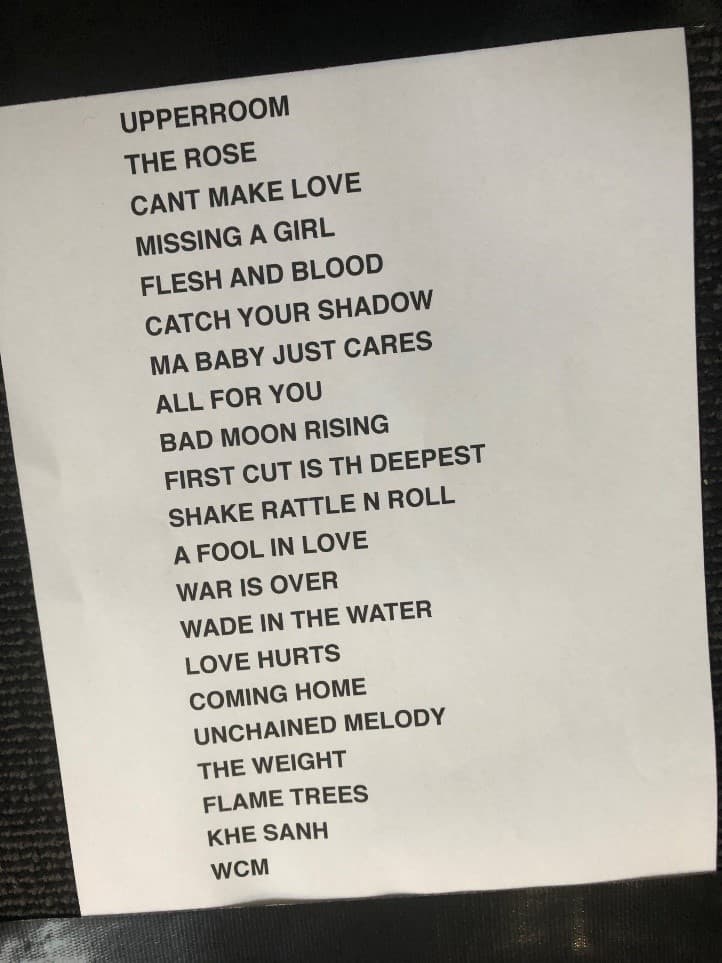 Set List Sunday Night